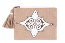 Geometrically Glamorous: Hand-Embroidered Appliqué Linen Clutch
