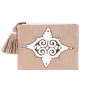 Geometrically Glamorous: Hand-Embroidered Appliqué Linen Clutch