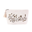 "Misriya" - Hand-Beaded Linen Pouch in White