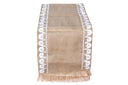 Embroidered Burlap Excellence: A Table Runner with Crescent & Star Accents