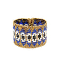 "Golden Mosaic Hand-Beaded Bracelet"