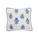 "Elevate Your Comfort: Hand Weaved KAF & Eyes Cushion in blue"
