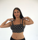 "Pearly Pearl Backless Top" in black