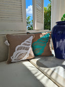 Hand-Embroidered Beach House Sea Shell Cushion