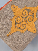 Geometrically Glamorous: Hand-Embroidered Appliqué Burlap Clutch