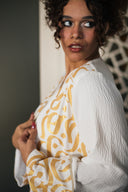 Luxury Arabic Calligraphy Kaftan in white