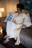 Luxury Arabic Calligraphy Kaftan in white