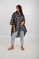 High-low Black & White Cotton Shirt