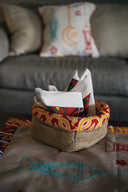 "Tradition & Style: Burlap Basket with Khayameya & Napkins"
