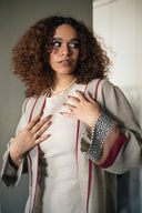 Linen Kaftan with a Touch of Burgundy