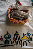 "Tradition & Style: Burlap Basket with Khayameya & Napkins"