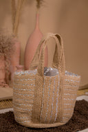 Sandsational Style: The Burlap Sequined Beach Bag (Small)