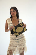 "Golden Gaze" - Hand-Embroidered Clutch