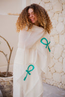 Hand- Embroidered Key of Life Linen Scarf
