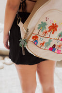 Hand-Embroidered Palm Trees Laptop Sling Bag