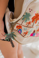 Hand-Embroidered Palm Trees Laptop Sling Bag