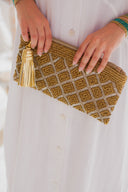 "Golden Mirage" - Hand-Beaded Clutch