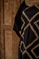 Sparkle in the Spotlight with the Hand-Beaded Abaya in black