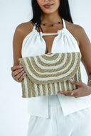 "Whisper Weave" - Hand-Weaved Envelope Clutch in Beige