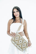 "Boho Shores" - Linen Cross Bag