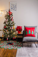 Hand-Embroidered Christmas Trees Cushion