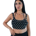 "Pearly Pearl Backless Top" in black