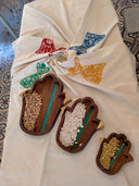 Cultural Blend: Kaf Fatma Wooden Plates Set with Epoxy