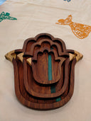 Cultural Blend: Kaf Fatma Wooden Plates Set with Epoxy