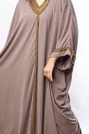 Sparkle in the Sun with the hand-beaded Galabeya V-neck in Cafe