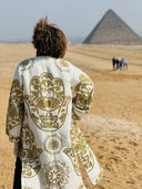 Egyptian Handmade Embroidered Kimono - KAF Design in Gold (SHORT)
