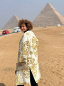Egyptian Handmade Embroidered Kimono - KAF Design in Gold (SHORT)