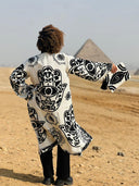 Egyptian Handmade Embroidered Kimono - KAF Design in Black (SHORT)