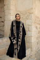 "Tales Woven in Black Velvet Kaftan"