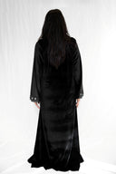 Elegance Redefined: The Velvet Tally Black Abaya with Silver Embroidery