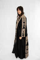 "Tales Woven in Black Velvet Kaftan"