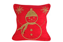 "Sparkle Snowman Cushion in Red"