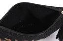 "Misriya" - Hand-Beaded Linen Pouch in Black