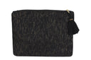 "Misriya" - Hand-Beaded Linen Pouch in Black