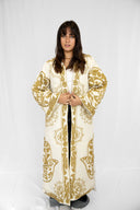 Egyptian Handmade Embroidered Kimono - KAF Design in Gold (LONG)
