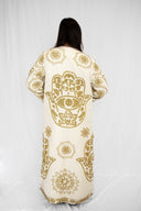 Egyptian Handmade Embroidered Kimono - KAF Design in Gold (LONG)