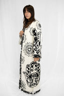 Egyptian Handmade Embroidered Kimono - KAF Design in Black (LONG)