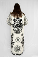 Egyptian Handmade Embroidered Kimono - KAF Design in Black (LONG)