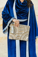 "Hand-Beaded in Circles Clutch" in Silver