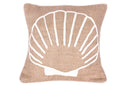 Ocean Shell: Hand-Embroidered Beach House Burlap Cushion