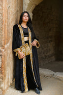 "The Hand-Beaded Crown Velvet Kaftan" in Black