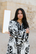 Egyptian Handmade Embroidered Kimono - KAF Design in Black (SHORT)