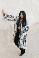 Egyptian Handmade Embroidered Kimono - KAF Design in Black (SHORT)