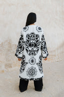 Egyptian Handmade Embroidered Kimono - KAF Design in Black (SHORT)