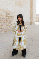 Egyptian Handmade Embroidered Kimono - KAF Design in Gold (SHORT)