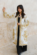 Egyptian Handmade Embroidered Kimono - KAF Design in Gold (SHORT)